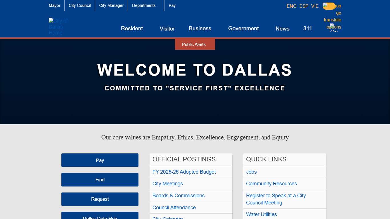 Welcome to the City of Dallas, Texas