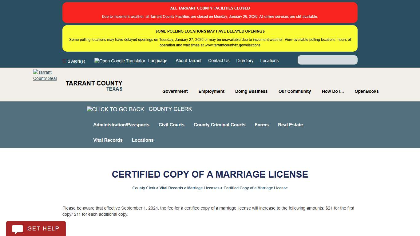 Certified Copy of a Marriage License